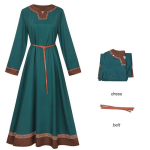 Moteri&scaron;ka lininė suknelė vikingų įkvėpto kaimi&scaron;ko stiliaus viduramžių kostiumams XL black