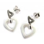 Les Tr&eacute;sors De Lily [N3025] - Boucles Argent 'Love' blanc argent&eacute; (c&eacute;ramique)