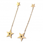 Les Tr&eacute;sors De Lily [P4568] - Boucles Acier 'Etoiles' dor&eacute; ros&eacute; - 43x9 mm ry&scaron;kiai rožinė