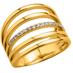 Bague plaqu&eacute; or 'Sissi' blanc dor&eacute; - 15 mm