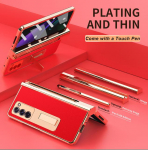 Dengtas vyrių apsauginis dėklas Samsung Galaxy Z Fold 2 5g odinis dėklas su liečiamu ra&scaron;ikliu, magnetiniu laikikliu, priekinio ekrano stiklo plėvele case with Touch pen raudona
