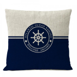 Navigation Blue Compass inkaro pagalvės užvalkalas Nautical Shell Fish Lininis pagalvės užvalkalas Namų dekoratyvinis Viduržemio jūros regiono pagalvės užvalkalas
