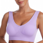 Besiūlė liemenėlė su pagalvėlėmis Didelio dydžio liemenėlės moterims Active Brassiere belaidė liemenėlė Push Up didelio dydžio liemenė 4XL &scaron;viesiai violetinė spalva