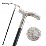 Balta riaumojančio lokio galvos gėlė Totemo reljefas vaik&scaron;čiojimo lazdelė Madinga lazda Gentleman Crosier Knob lazda 93cm