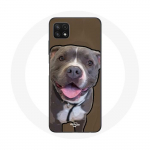 Coque pour Samsung Galaxy A22 5G Chien Pitbull Blanc gris