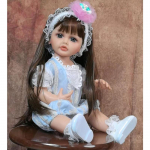 Reborn Kūdikių Mergaičių Dvynių Lėlės 55 cm Pilno Silikono Vinilo Tikrovi&scaron;ka Princesė Ilgaplaukė Lėlė Bebe Reborn Gimtadienio Dovanos Pagamintos i&scaron; KEIUMI 22 inch about 55cm