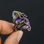 Natural Purpurite Gemstone Handmade Copper Wire Wrap Gift Ring Size 7 d5g07
