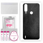 apgo Protective Skin Sticker for the back compatible with Huawei Enjoy 10 Plus, Wrap Film, Foil, Vinyl - Pattern Black Leather