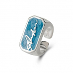 Anglų raidžių žiedas sidabro spalvos metaliniai reguliuojami atidarymo žiedai moterims Pokerio abėcėlė Creative Finger Ring Vyrams Madingi papuo&scaron;alai Resizable