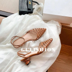 moteri&scaron;kos basutės NAUJOS retro stiliaus smailios tu&scaron;čiavidurės vidutinio auk&scaron;čio kulno storo kulno Baotou madingos basutės moteri&scaron;ki batai zapatos de mujer basutės moterims 35 juoda