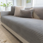 Imitacija Rabbit pliu&scaron;inis, sustorintas žieminės sofos pagalvėlė, neslystanti odinė sofa, pilnai dengiantis medžiaginis rank&scaron;luostis 90x240cm pilka