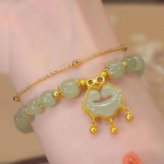 Lucky Jade Antikvariniai varpeliai pakabukas karoliukais kinų stiliaus apyrankė palanki debesis dvisluoksnė apyrankė moteri&scaron;ka papuo&scaron;alai 1PC