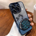 Prabangus padengimas Blizgučiai Gradiento Deimantinis Gulbė Smėlio Laikrodis Telefono Dėklas iPhone 15 12 13 14 16 Pro Max Plus Apsauginis Dangtelis iPhone 16 Pro Max mėlyna