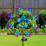 Saulės malūno &scaron;viesa Metalinis menas Lauko sodo tvora Besisukantis Vandeniui atsparus, Tinka vestuvėms ir lauko dekoravimui, Sodo tvoros dekoravimas Solar Peacock Wind Light