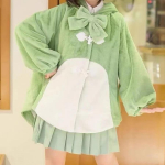 Lolita Mielas Dinozauras Su Gaubtu Pliu&scaron;inis Apsiaustas - Jaukus Aksominis Mink&scaron;tas Mergaiti&scaron;kas Paltas Rudens/Žiemos Trendui. Small (S)