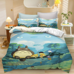 Anime antklodės užvalkalas, pagalvės užvalkalas, patalynės komplektas T-TotoroS Kawaii suaugusiems berniukams, mergaitėms, miegamojo dekoravimas, vaikams, viengulis, dvigulis, didelis dydis 155x220cm&set
