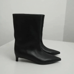 Dizainerio moteri&scaron;ki ankle boots Madingi kvadratiniu mažu kulnu &Scaron;okių vakarėlio Prom bateliai Moteri&scaron;ki glausti trumpi ankle boots 35 juoda