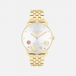 COACH Moteri&scaron;kas Elliot auksinės spalvos nerūdijančio plieno apyrankės laikrodis 36mm 14504349 auksas