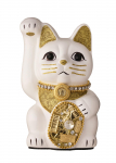 Laimingas Katas Milijonierius Katas De&scaron;inė Letena Pakelta Keramikinis Laimingas Katas Palankus Feng Shui Ornamentas (M dydžio baltas) / _ Maneki-neko (ml_M Balta)