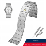 Omega Double Eagle Plieninė apyrankė Constellation serijos apyrankė Vyri&scaron;kas ir moteri&scaron;kas laikrodžio dirželis Metaliniai priedai 17MM 23MM 25MM 17MM sidabras