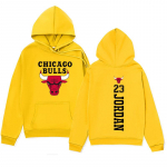 Žieminiai Čikagos &bdquo;Bulls&ldquo; #23 spausdinti gobtuvai, madingi, kasdieniai, &scaron;ilti, sportiniai, ilgomis rankovėmis, vyri&scaron;ki ir moteri&scaron;ki unisex gobtuvai XXL geltona