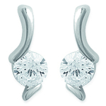 Les Tr&eacute;sors De Lily [B8302] - Boucles Argent 'C&acirc;lin' Blanc argent&eacute; (rhodi&eacute;) - 5x14 mm