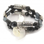 Les Tr&eacute;sors De Lily [J7764] - Bracelet Cr&eacute;ateur 'Scarlett' noir gris juoda
