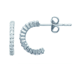Les Tr&eacute;sors De Lily [J9584] - Demi-cr&eacute;oles Argent 'D&eacute;esse' Blanc argent&eacute; (rhodi&eacute;) - 12 mm 1. 5 mm