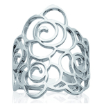 Bague Argent 'Flora' argent&eacute; (rhodi&eacute;) - 26x20 mm