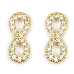 Les Tr&eacute;sors De Lily [L4304] - Boucles Plaqu&eacute; Or 'Infini' blanc dor&eacute; - 14x6 mm