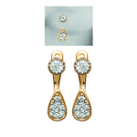 Les Tr&eacute;sors De Lily [N6250] - Lobes d'oreilles plaqu&eacute; or 'Sissi' dor&eacute; blanc - 10x4 mm
