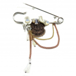 Les Tr&eacute;sors De Lily [P8406] - Broche Cr&eacute;ateur 'Acapulco' beige argent&eacute; - 68x65 mm smėlis