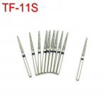 10 vnt./dėžutėje. Dantų deimantiniai grąžtai, itin stambiagrūdžiai, skirti didelės spartos rankiniams instrumentams FG 1,6 mm TF-11S