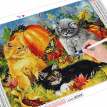 5D &bdquo;pasidaryk pats&ldquo; deimantinis siuvinėjimas Helovinas viso kvadrato apvalus deimantinis pie&scaron;imas katės mozaika animacinis filmas namų dekoravimas Full Round (20X30CM)
