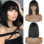 MERISIHAIR trumpų Bob tiesių plaukų perukas ir moteri&scaron;kas sintetinis perukas, juodas perukas vakarėliui, kasdienis pečių ilgis