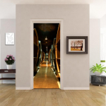 PVC namų dekoro įėjimo durų lipdukas Vonios du&scaron;o kambarys Miegamasis Lipni nuotraukų tapetai Renovacija Peizažas Plakatas Atsparus vandeniui 40x120cm(1 piece)
