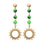 Les Tr&eacute;sors De Lily [R5810] - Boucles Plaqu&eacute; Or 'Cl&eacute;opatra' vert dor&eacute; (rubis ziosite) - 30x11 mm