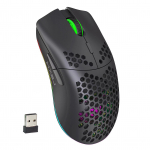 HXSJ T66 RGB 2.4G belaidė žaidimų pelė RGB ap&scaron;vietimo įkrovimo pelė su reguliuojamu DPI ergonomika juoda