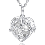 Bola de Grossesse Cage Coeur &agrave; fleurs strass Boule Argentee Collier