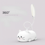 LED stalo lempa animacinis filmas mielas naminis katinas naktinis ap&scaron;vietimas, USB įkraunama led stalo lemputė akių apsauga balta