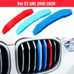 3 vnt. automobilių lenktyninių priekinių grotelių apdailos juostelės, skirtos BMW X3 G01 2018 M Power Performance Grill automobiliui X3 G01 18-20
