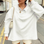 Moteri&scaron;ki megztiniai, vienspalviai polo apykakle, paprastas, madingas laisvas vir&scaron;us