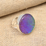 Violetinis Australijos Tripleto Opalas Brangakmenis 925 Sterlingo Sidabro Žiedas Rankų Darbo Nuostabus Papuo&scaron;alas 9.5