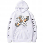 New Gear Fifth Luffy Printed Anime Moteri&scaron;ki megztiniai Sun God Graphic 90-ųjų laisvalaikio gatvės apranga Unisex rudens ir žiemos drabužiai L balta