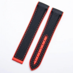 Mink&scaron;ta guminė laikrodžio apyrankė skirta Omega dirželiui Seamaster 300 Planet Ocean 600 lenkto galo laikrodžio apyrankė juodai oranžinė 20 mm 22 mm mėnulio laikrodžio diržas Black red edge 22mm with logo&Rose gold buckle