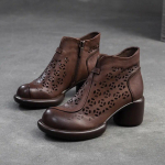&bdquo;Johnature Pumps&ldquo; kvėpuojantys tu&scaron;čiaviduriai batai apvaliais pir&scaron;tais Natūralios odos retro stiliaus universalūs auk&scaron;takulniai moteri&scaron;ki batai 39 kava