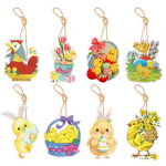 8 vnt. 2024 m. Velykų teminis žavesys Animacinis filmas Spalvingas vi&scaron;tienos ir zuikio popierinis pakabinamas ornamentas dovanų pakavimo mai&scaron;elis Žymė Pakabukas Velykų vakarėlio puo&scaron;mena Sets