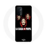 Coque pour Oppo A74 5G La casa de papel Masque et Logo