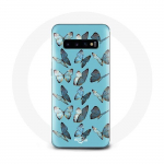 Coque pour Samsung Galaxy S10 Papillons Fond Bleu