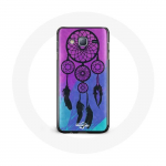 Coque pour Samsung Galaxy J3 Attrape R&ecirc;ve Noir Fond Bleu et Violet
